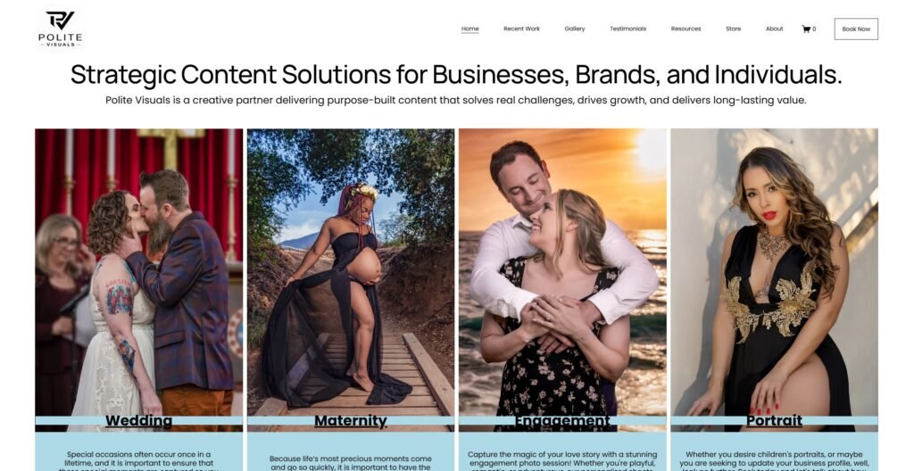 Polite Visuals photography and videography website designed by BEPO Media